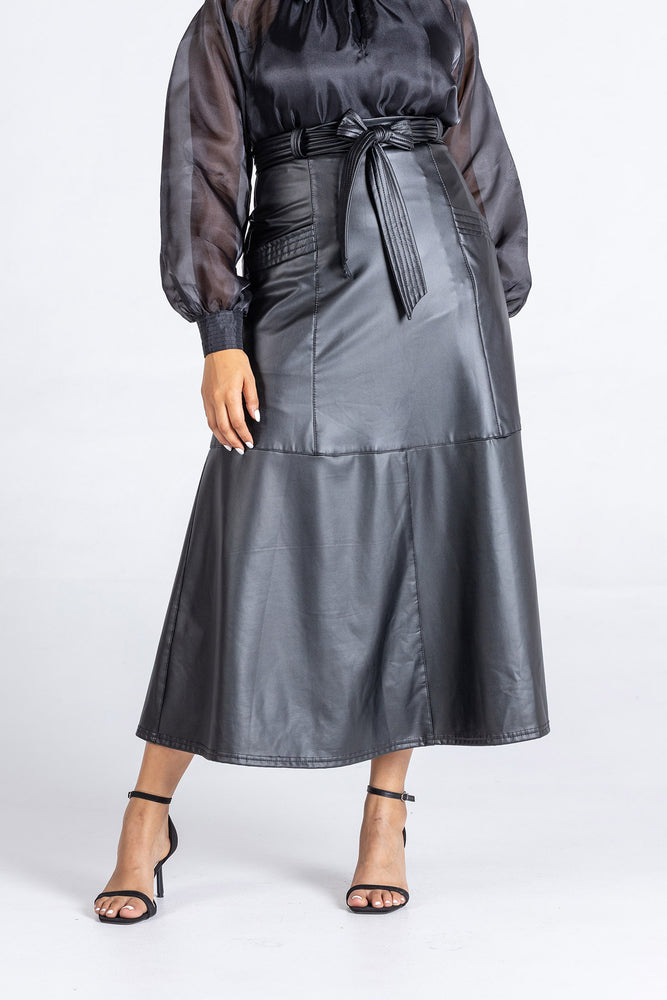 Fluidity Faux Leather Skirt
