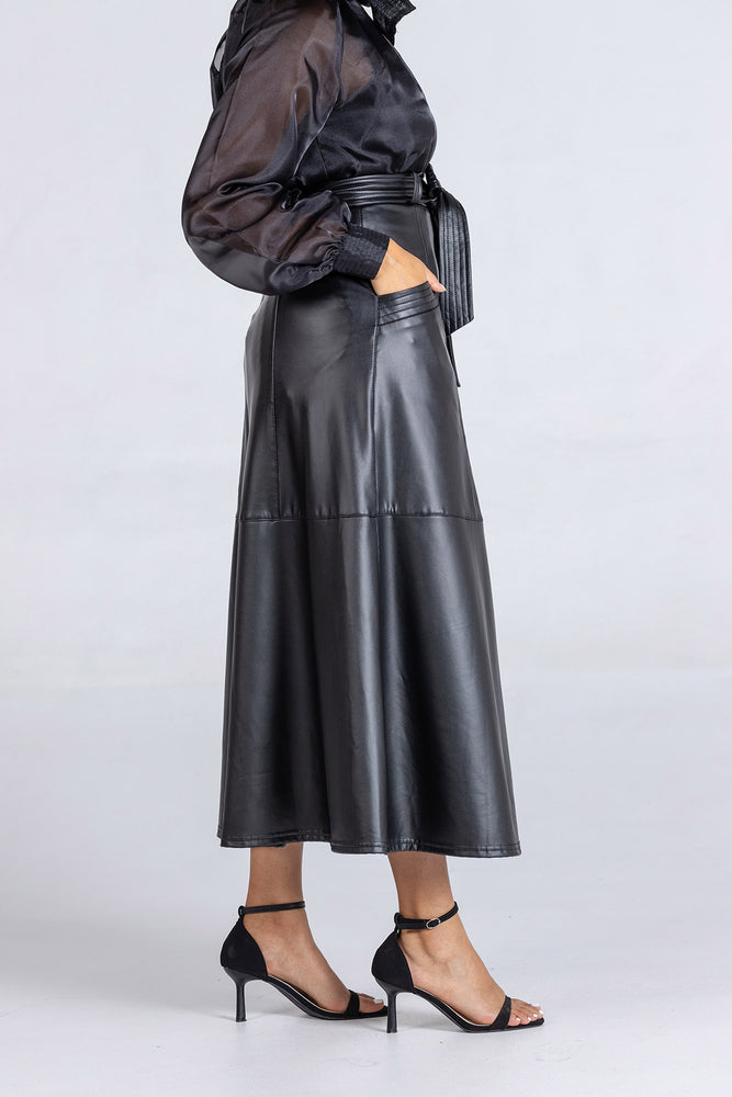 Fluidity Faux Leather Skirt