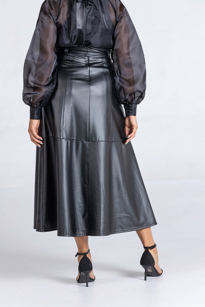 Fluidity Faux Leather Skirt