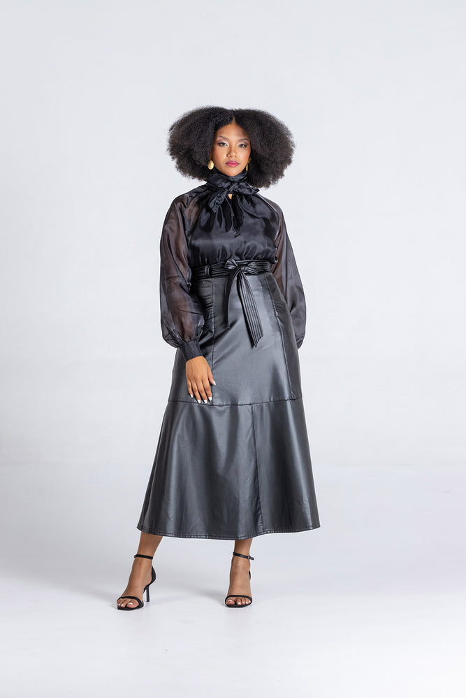 Fluidity Faux Leather Skirt