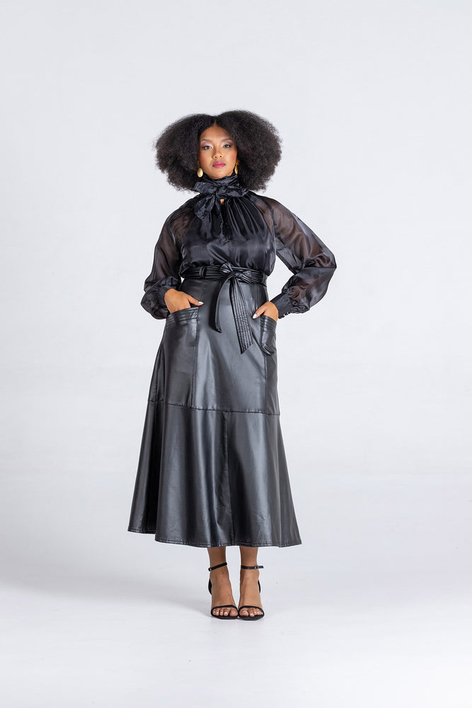 Fluidity Faux Leather Skirt