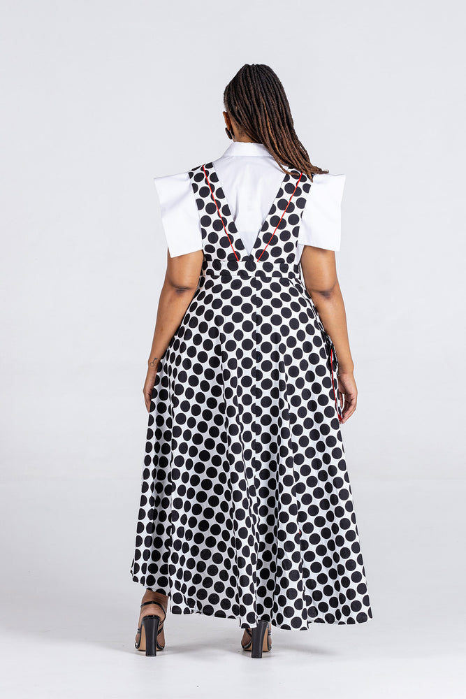 Frida Black/White Polka Dot Dungaree Skirt