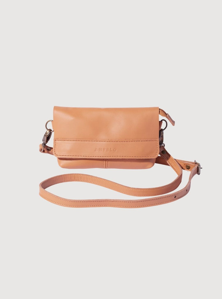 Alfi Micro Leather Crossbody - Almond Tan