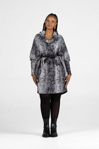 Fluidity Clothing Cowl Neck Trapeze & Pu Tie