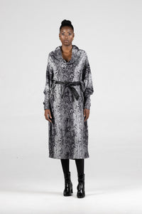 Fluidity Clothing Maxi Cowl Neck Trapeze & Pu Tie