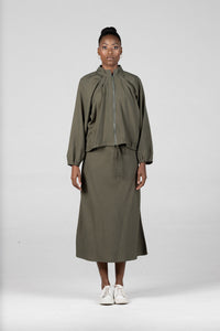 Colleen Eitzen Olive Twill Cupro Bri Bias Skirt