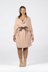 Fluidity Clothing Cowl Neck Trapeze & Pu Tie