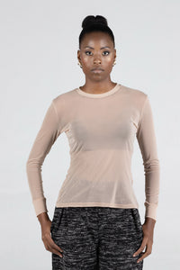 Fluidity Clothing Round Neck Mesh Top