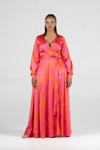 Fluidity Clothing Satin Wrap Dress