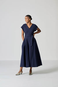Amanda Laird Cherry Zweli Navy Knit Dress