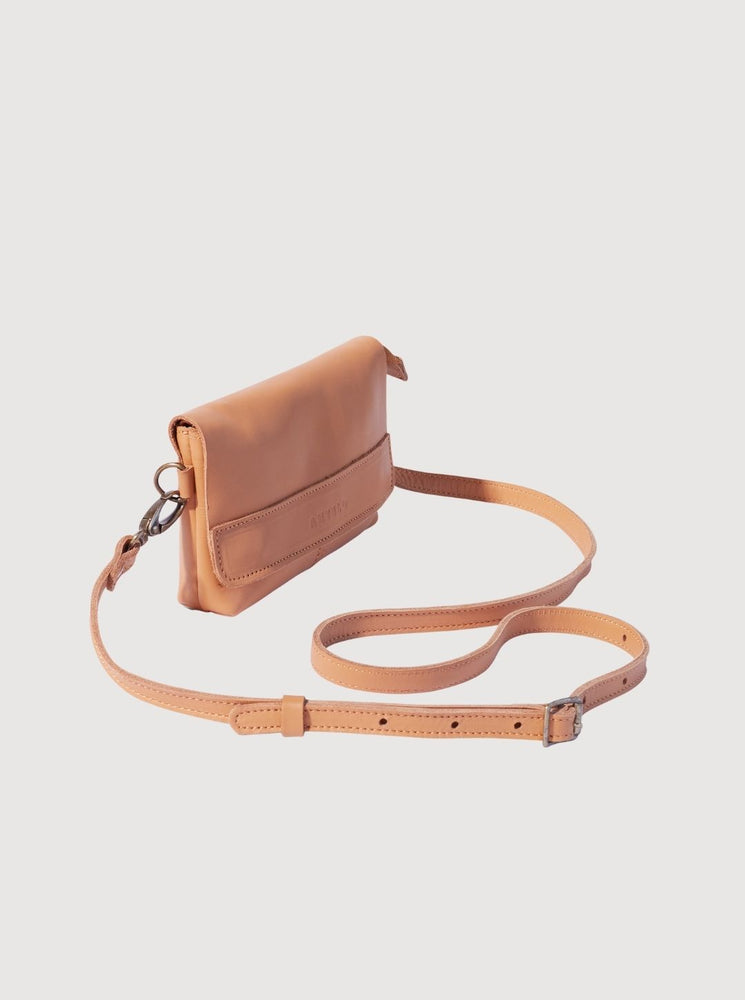 Alfi Micro Leather Crossbody - Almond Tan