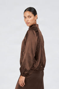 Colleen Eitzen Choc Satin Mercury Bomber Jacket