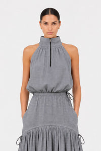 Colleen Eitzen Navy Gingham Seersucker Saskia Top