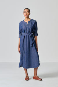 Amanda Laird Cherry Sicily Indigo Cotton Dress