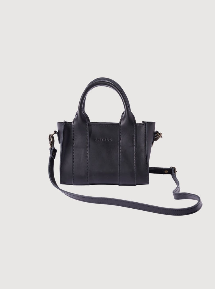Antelo Berkley Leather Mini Crossbody Shopper - Black