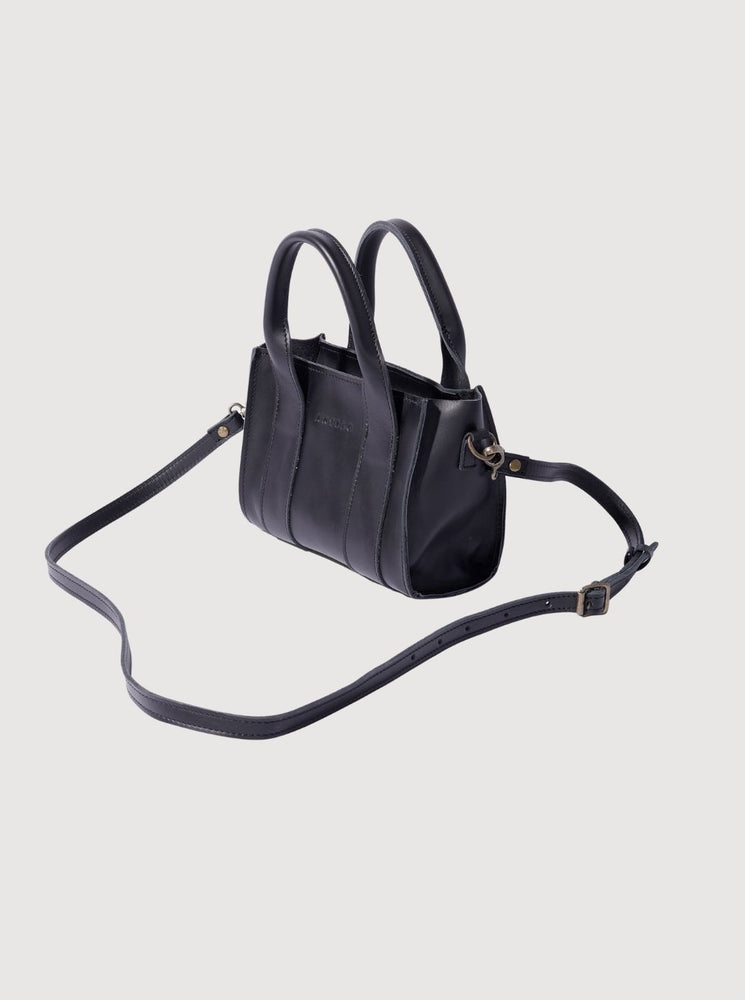 Antelo Berkley Leather Mini Crossbody Shopper - Black