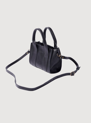 Antelo Berkley Leather Mini Crossbody Shopper - Black