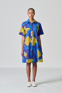 Amanda Laird Cherry Bella Blue And Yellow Cotton Dress