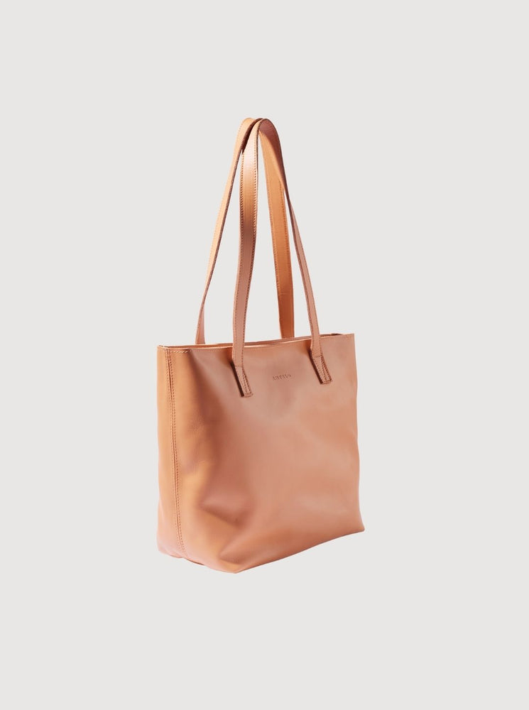 Antelo Emmy Unlined Leather Tote With Zip - Almond Tan