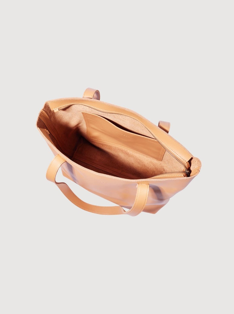 Antelo Emmy Unlined Leather Tote With Zip - Almond Tan