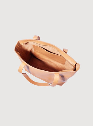Antelo Emmy Unlined Leather Tote With Zip - Almond Tan