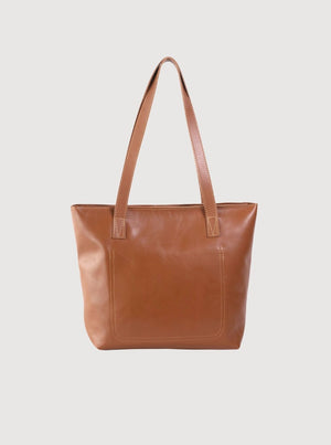 Antelo Emmy Unlined Leather Tote With Zip - Cider Tan