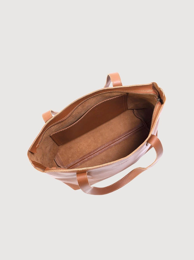 Antelo Emmy Unlined Leather Tote With Zip - Cider Tan