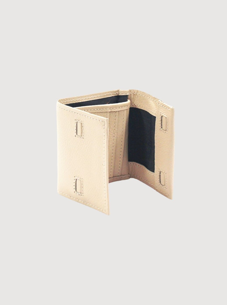 Antelo Billie Pebble Leather Small Trifold Wallet - Vanilla Frappe