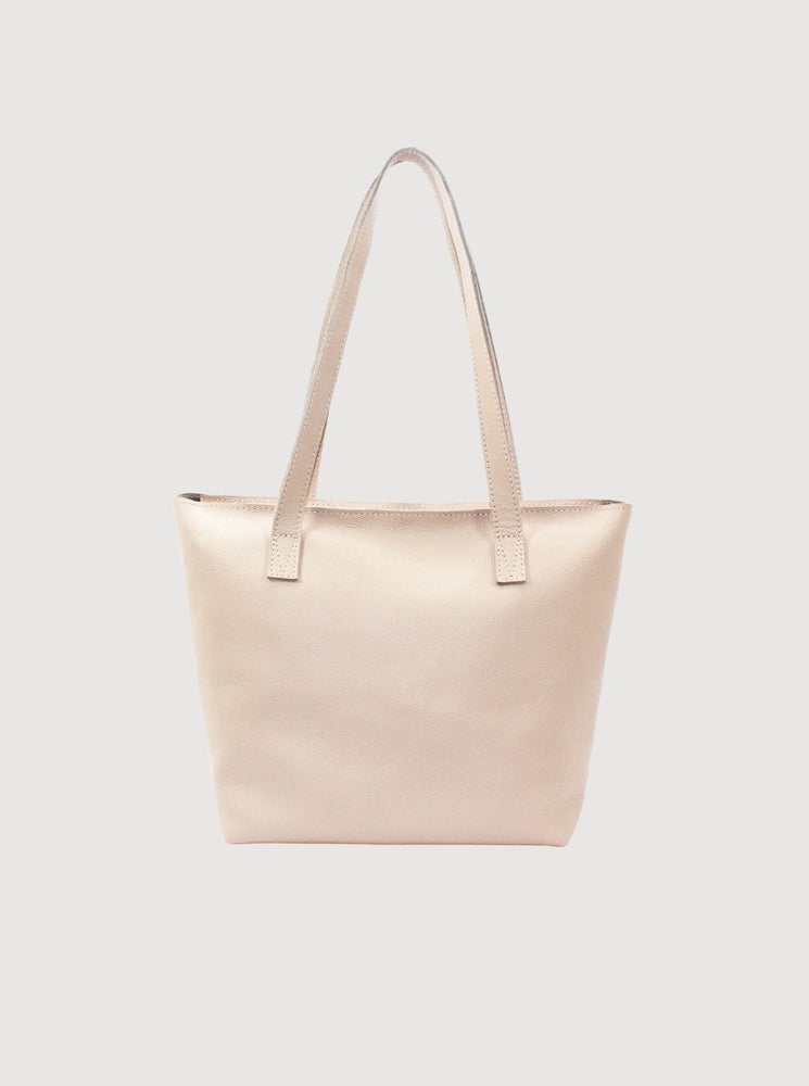 Antelo Emmy Unlined Pebble Leather Tote With Zip - Vanilla Frappe