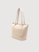 Antelo Emmy Unlined Pebble Leather Tote With Zip - Vanilla Frappe