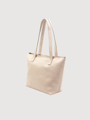 Antelo Emmy Unlined Pebble Leather Tote With Zip - Vanilla Frappe