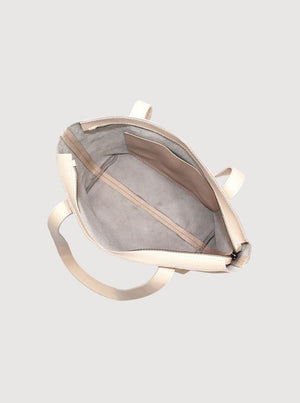 Antelo Emmy Unlined Pebble Leather Tote With Zip - Vanilla Frappe