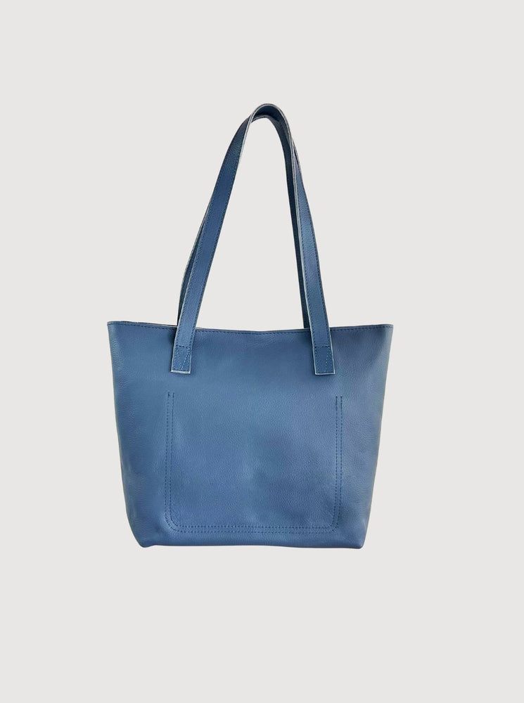 Antelo Emmy Unlined Pebble Leather Tote With Zip - Orion Blue