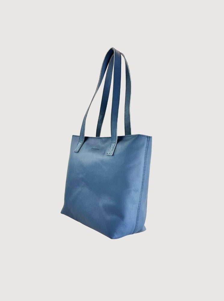 Antelo Emmy Unlined Pebble Leather Tote With Zip - Orion Blue