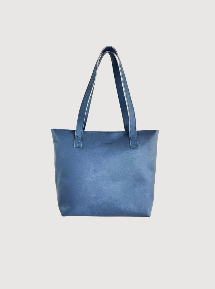 Antelo Emmy Unlined Pebble Leather Tote With Zip - Orion Blue