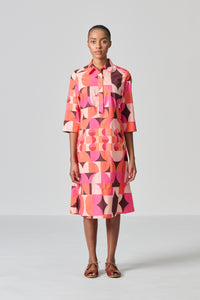 Amanda Laird Cherry Zinhle Orange And Pink Cotton Dress