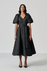 Amanda Laird Cherry Essenwood Black Brocade Dress