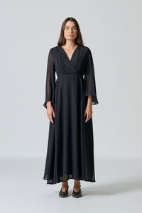 Amanda Laird Cherry Paris Black Chiffon Satin Dress
