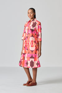 Amanda Laird Cherry Zinhle Orange And Pink Cotton Dress