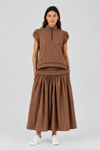 Colleen Eitzen Choc Check Seersucker Cat Skirt