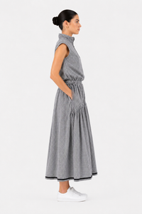 Colleen Eitzen Navy Gingham Seercucker New Cat Skirt