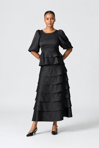 Amanda Laird Cherry Flounce Black Skirt