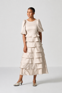 Amanda Laird cherry Flounce Champagne Skirt