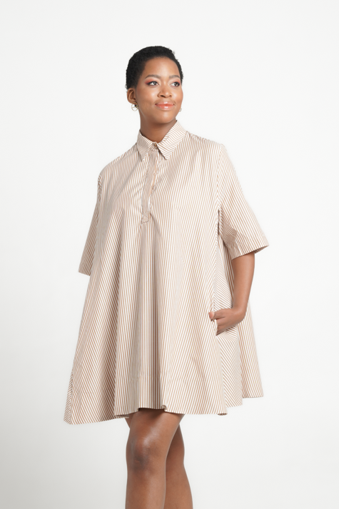 Colleen Eitzen Camel Stripe Harper Dress