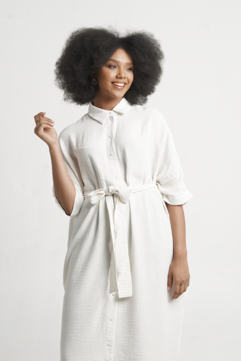 Colleen Eitzen White Linen Blend Franki Dress