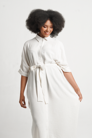 Colleen Eitzen White Linen Blend Franki Dress