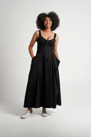 Colleen Eitzen Black Hippy Dress- Front Zip