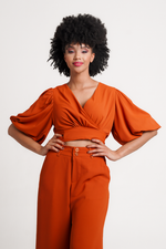 Frida Burnt Orange Crossover Top
