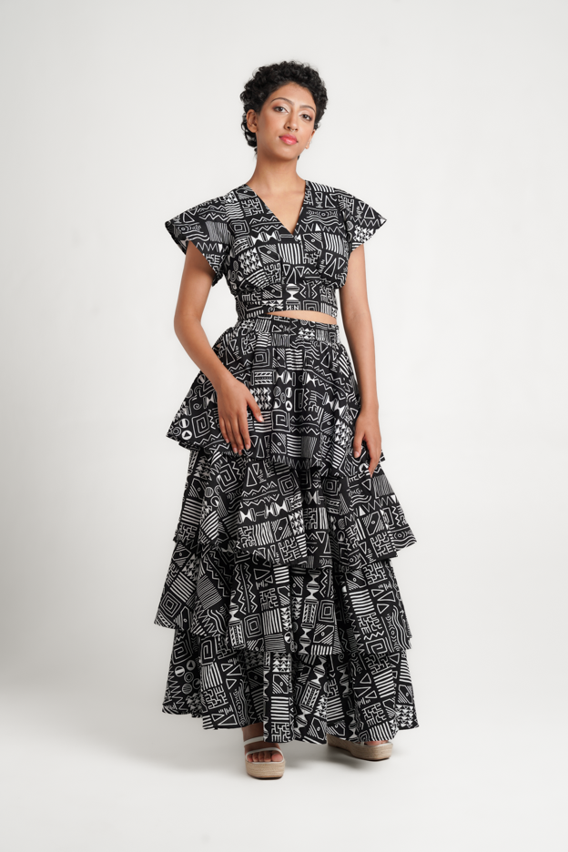 Frida Black/White Multilayered Skirt