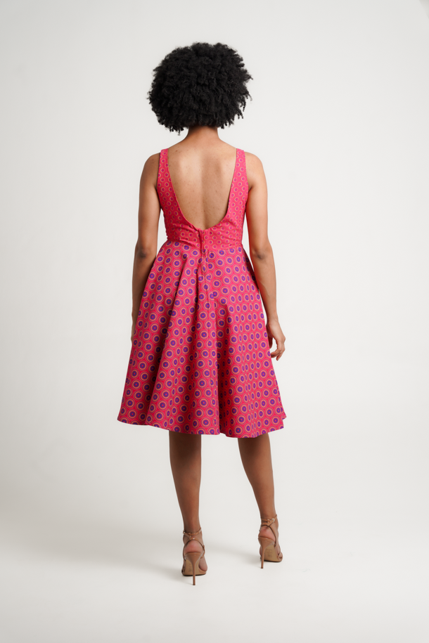 Angalia Azuri Shweshwe Print Midi Dress Cut On Bias
